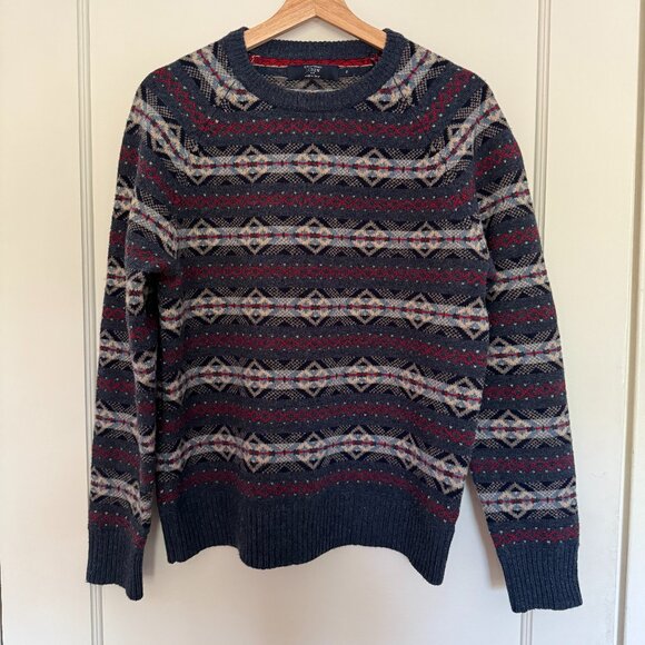 J. Crew Fair Isle Lamb's Wool Crewneck Sweater - Men's Medium - Picture 1 of 6
